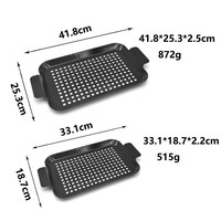 Plateau de barbecue en émail pour le camping en plein air, en acier au carbone personnalisé, antiadhésif, avec trou, vente en gros