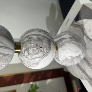 Modern Marble Table <b>Lamp</b> With Plaid Shade Warm <b>Light</b> <b>LED</b> E27 Switch Control For Home Decor - Product Image 4