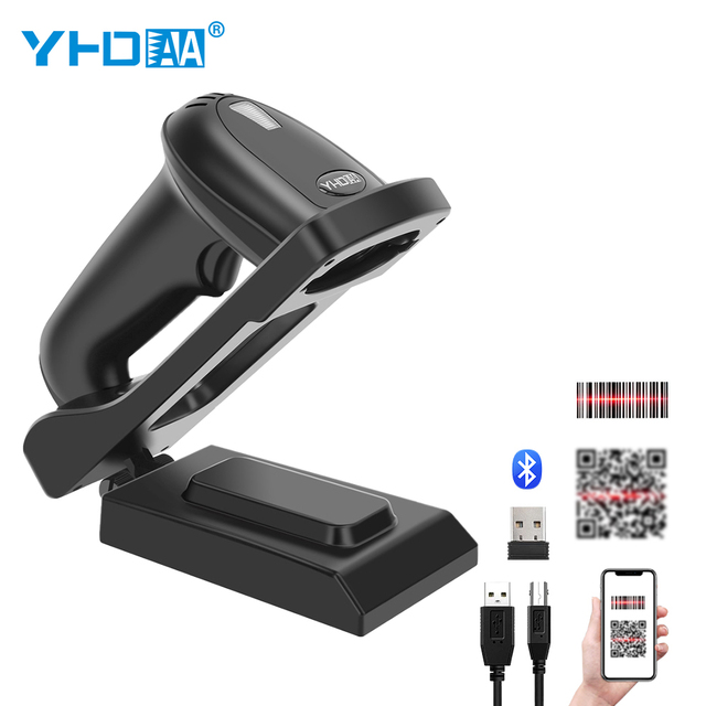 Hands-free Auto Sense Bluetooth Wireless USB 3 in 1 Bar Code Reader 2D CMOS Rugged Barcode Scanner