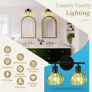 Appliques murales modernes pour <span class=keywords><strong>salle</strong></span> <span class=keywords><strong>de</strong></span> <span class=keywords><strong>bain</strong></span>, 2 lumières, noires, avec verre transparent, pour miroir <span class=keywords><strong>de</strong></span> <span class=keywords><strong>salle</strong></span> <span class=keywords><strong>de</strong></span> <span class=keywords><strong>bain</strong></span>, salon, chambre à coucher - Product Image 5