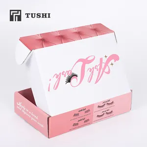 사용자 정의 로고 소녀 속눈썹 핑크 접이식 포장 선물 상자