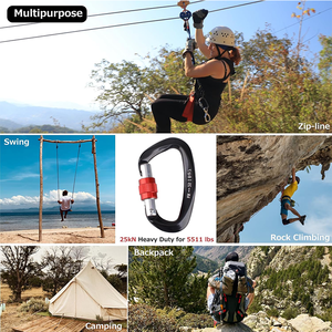 Heavy Duty <span class=keywords><strong>D</strong></span> Shape Aluminio Camping al aire libre Bloqueo de aluminio Mosquetones 25kn Autoblocante - Product Image 6