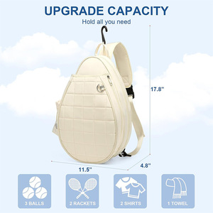 La nueva bolsa de tenis tiene capacidad para 2 raquetas de tenis. Es una bolsa cruzada acolchada con correa impermeable y un bolsillo de seguridad. - Product Image 3