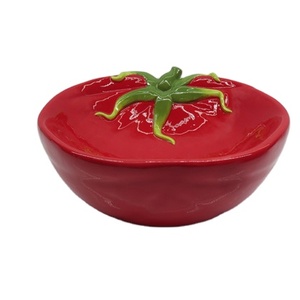 Ciotola per immersione di pomodoro rosso arancio in ceramica dipinta a mano 5 1/8X4.5 pollici - Product Image 1