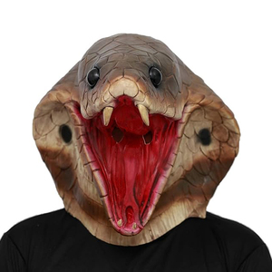 หน้ากากคอสเพลย์งูเห่าสุดหลอน หน้ากากงูทำจากยางลาเท็กซ์เหมือนจริง ครอบคลุมทั้งศีรษะ สำหรับงานคาร์นิวัลและอุปกรณ์ประกอบฉากคอสเพลย์สยองขวัญ - Product Image 1