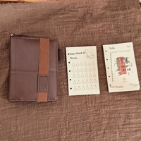 Nuevo Planificador de Hojas Sueltas M5 Marrón Oscuro, Cuero PU, Minimalista y Elegante, Portátil para Estudiantes