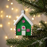 Sculpture d'arbre de Noël de maison en résine artificielle écologique faite à la main personnalisée ornement pendentif suspendu pour la décoration de la maison