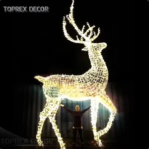Toprex noel dekorasyon 3D Motif ışık ren geyiği Moose Led büyük noel ışıklı geyik