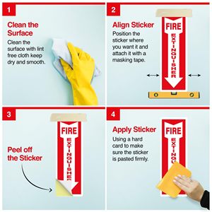 Autocollants d'avertissement en aluminium rouge et blanc de 12x4 pouces, autocollants pour <span class=keywords><strong>extincteur</strong></span>, flèche, durables, résistants aux intempéries, imprimés en sérigraphie - Product Image 3