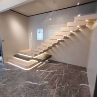 Escaliers pliants VIKO en chêne massif, garde-corps en verre flottant, style minimaliste moderne pour villa, installation DIY intérieure, marches d'escalier en bois sur mesure