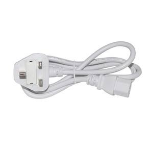 Custom <strong>UK</strong> 3 Prong BS 1363 Standard British Power Cord IEC 320 C13 Plug Adapter White AC Cable - Product Image 2