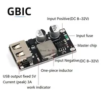 USB QC3.0 QC2.0 Chargeur rapide rapide Circuit imprimé 5V USB DC-DC Buck Converter Module d'étape de charge 6-32V 9V 12V Transformateurs Vieux