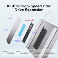 PULWTOP USB C HUB para iMac 24 pulgadas 2021/2023/2024, I-Mac Hub con USB C/A 10Gbps, SD/TF, soporte Expand M.2 SSD (NO incluido)
