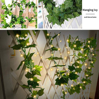Contrôle de la batterie solaire extérieur étanche Led feuilles vertes fil de cuivre guirlande lumineuse pour jardin cour vacances décoration de mariage