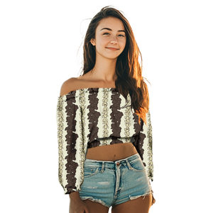 Blusas sexis de manga larga para mujer, Tapa Tribal Polinesia, ropa elegante, ropa de mujer de talla grande, blusas con hombros descubiertos - Product Image 5