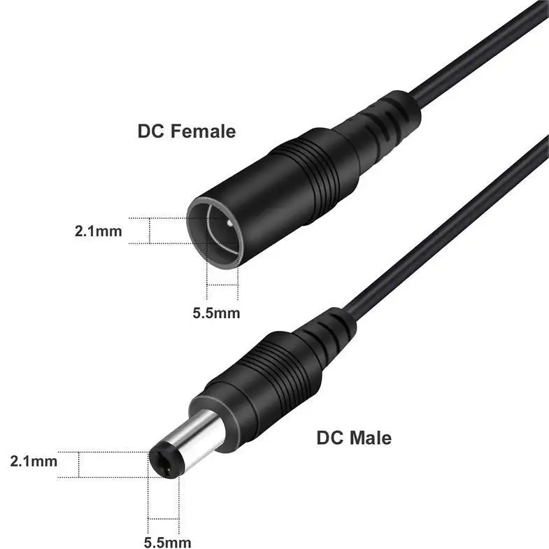 DC 전원 연장 케이블 5.5x2.1mm 남성에서 여성으로 잭 3m 5521 남성에서 여성으로 케이블 커넥터