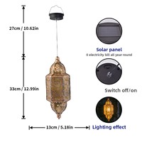 Lampe Solaire Suspendue Baroque en Fer Forgé pour Extérieur, Lumière d'Ambiance à Projection Creuse, Éclairage de Cour Marocain