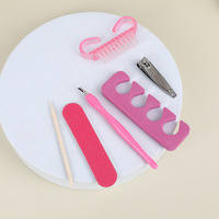 Ensemble de manucure portable Rose Lime à ongles Bandes de polissage Brosse en corne Outil d'élimination des peaux mortes Manucure Ensemble de 6 pièces
