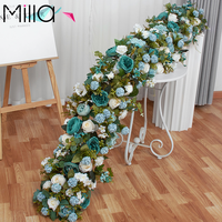 Taplak meja Floral untuk pernikahan, bunga sutra buatan dekorasi dinding latar belakang pernikahan