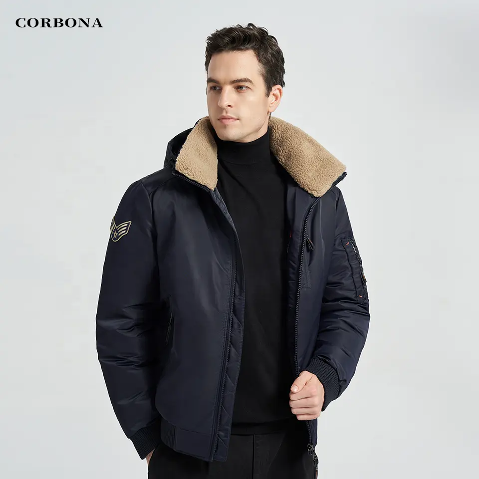 Corbona mới đến Mens mùa đông ấm áp áo khoác gió trùm đầu Áo khoác giản dị chất lượng cao Cotton ngoài trời có thể tháo rời nam Parka