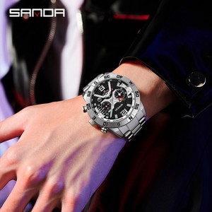 Reloj de Pulsera de Cuarzo para Hombre Sanda 9018, Cronógrafo de Seis Agujas, Luminoso, con Calendario y Función Impermeable - Product Image 3