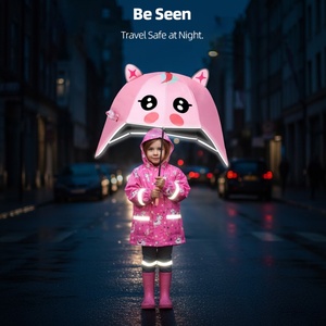 Children's Cartoon Semi-<b>Automatic</b> Black Coating All-in-One Safe Reflective Strip Sunshade Straight <b>Umbrella</b> Back to School - Product Image 3