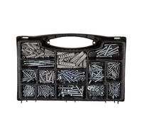 Boîte d'assortiment de 500 pièces de fixations multi-tailles, vis à bois et chevilles murales pour la rénovation domestique et la réparation de menuiserie