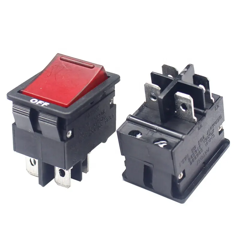 Dpdt 5A 10A 15A 20A 25A ánh sáng màu đỏ Hướng dẫn sử dụng thiết lập lại ngắt mạch chuyển đổi Rocker nhiệt quá tải bảo vệ chuyển đổi