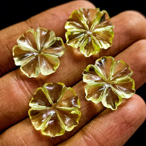 Fleur de quartz citron naturel sculptée à la main, pierre précieuse de 20 mm, cristal jaune, pierre brute sculptée pour la fabrication de bijoux, prix de gros en vrac - Product Image 1