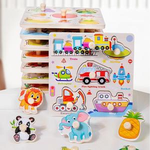 Luckykoo Planche d'association en bois avec poignées et boutons, pour l'apprentissage précoce de l'alphabet, puzzle de préhension pour enfants - Product Image 3