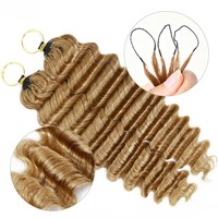 Rambut Crochet Invisible Knots Feather Human Virgin 18 Inch 70g Pre-Looped Brazilian Curly (Open End) Natural Bouncy China Hair