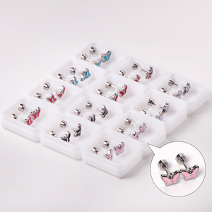 Juego de pendientes de mariposa, postes para las orejas de acero inoxidable coloridos para mujer, regalo, joyería de moda - Product Image 3