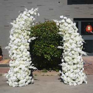 Customizable white Horn Floral Arch Set Wholesale Artificial Rose <b>Flower</b> for Wedding Hotel & Banquet Decor - Product Image 1