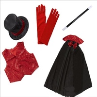 Cape d'Halloween, chapeau, nœud papillon, baguette magique, accessoires de costume de jeu de rôle, accessoires de performance, cape magique