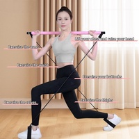 Barre d'exercice réglable pour yoga et Pilates, kit de barre en 2 sections, bande de résistance élastique en latex, résistance élevée 150 lb, portable