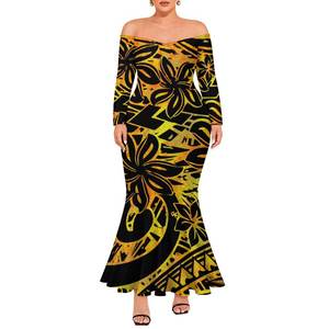 Polynesian Elei <strong>Tribal</strong> Tie-dyeing Design Custom <strong>Dance</strong> Party Fashion Trendy Casual Sexy Long Sleeve Woman Fishtail <strong>Dress</strong> - Product Image 4