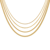 Collar de cadena de eslabones de acero inoxidable chapado en oro de 18K al por mayor, collar de cadena de bordillo cubano para fabricación de joyas DIY