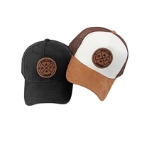 Gorra Trucker Unisex de 5 Paneles con Malla Trasera, Parche Bordado Personalizado, Visera Curva, Gamuza Vintage, Ajustable