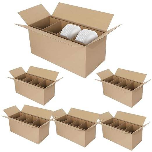 Custom Made Corrugated Cartons With Partition Handle Sturdy Cardboard Packaging Boxes for Shipping Moving