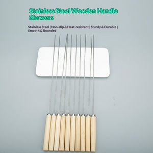Lot de 23 <span class=keywords><strong>brochettes</strong></span> de barbecue personnalisées en gros avec manches en bois et tiges en acier inoxydable, 50 anneaux ronds inclus - Product Image 2