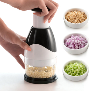 Hachoir manuel multifonctionnel pour ail, oignon et légumes, presse-aliments avec récipient - Product Image 1