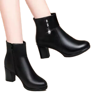 Bottines pour femmes, bout pointu, talons hauts, style western, personnalisables, dessus en PU souple, doublure en coton, semelle intérieure en EVA, semelle extérieure en caoutchouc - Product Image 1