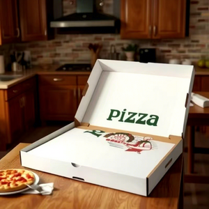 <span class=keywords><strong>Caja</strong></span> de Pizza Blanca Personalizada con Recubrimiento Superficial para Comida para Llevar, <span class=keywords><strong>Caja</strong></span> de Embalaje que se Puede Imprimir con Logotipo para Comida para Llevar - Product Image 5