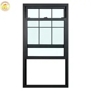 Dikey sürgülü termal kırma alüminyum siyah pencereler tek veya ızgara tasarımı ile çift bölmeli pencere