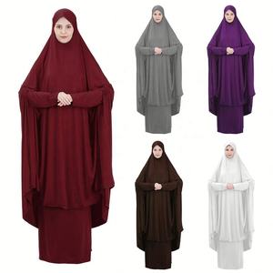 Nouveauté, <span class=keywords><strong>vêtements</strong></span> de style musulman traditionnel, 10 couleurs, <span class=keywords><strong>vêtements</strong></span> arabes, ensemble de 2 pièces, ouverture sur le devant, robe noire pour femmes de Dubaï, abaya - Product Image 2