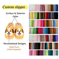 Pantoufles d'intérieur en coton peluche de luxe personnalisables avec logo, vente en gros pour femmes, hiver, intérieur/extérieur, chaussures chaudes, faible MOQ 100