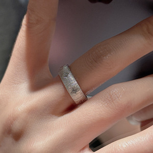 S925 Pure <b>Silver</b> Brushed Star <b>Ring</b> Vintage Niche Design Simple Elegant Temperament <b>Adjustable</b> Hexagonal Star Finger <b>Ring</b> - Product Image 2