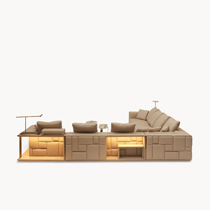 Modular Premium Leather Upholstery Luxury Villa Penthouse Italian Corner L-Shape Living Room Furniture Sectional <b>Set</b> - Product Image 2