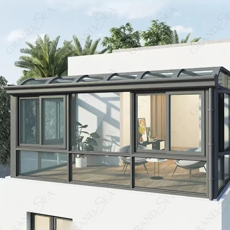 Residential use free standing winter garden glass sunroom with sliding doors