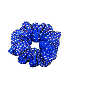 Personnaliser les chouchous élégants bleu et blanc Mystique pour la danse et le cheerleading avec des strass AB - Product Image 6